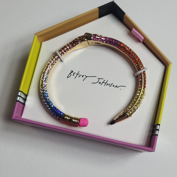 Betsey Johnson Multicolor Crystal Pencil Bracelet New in Box