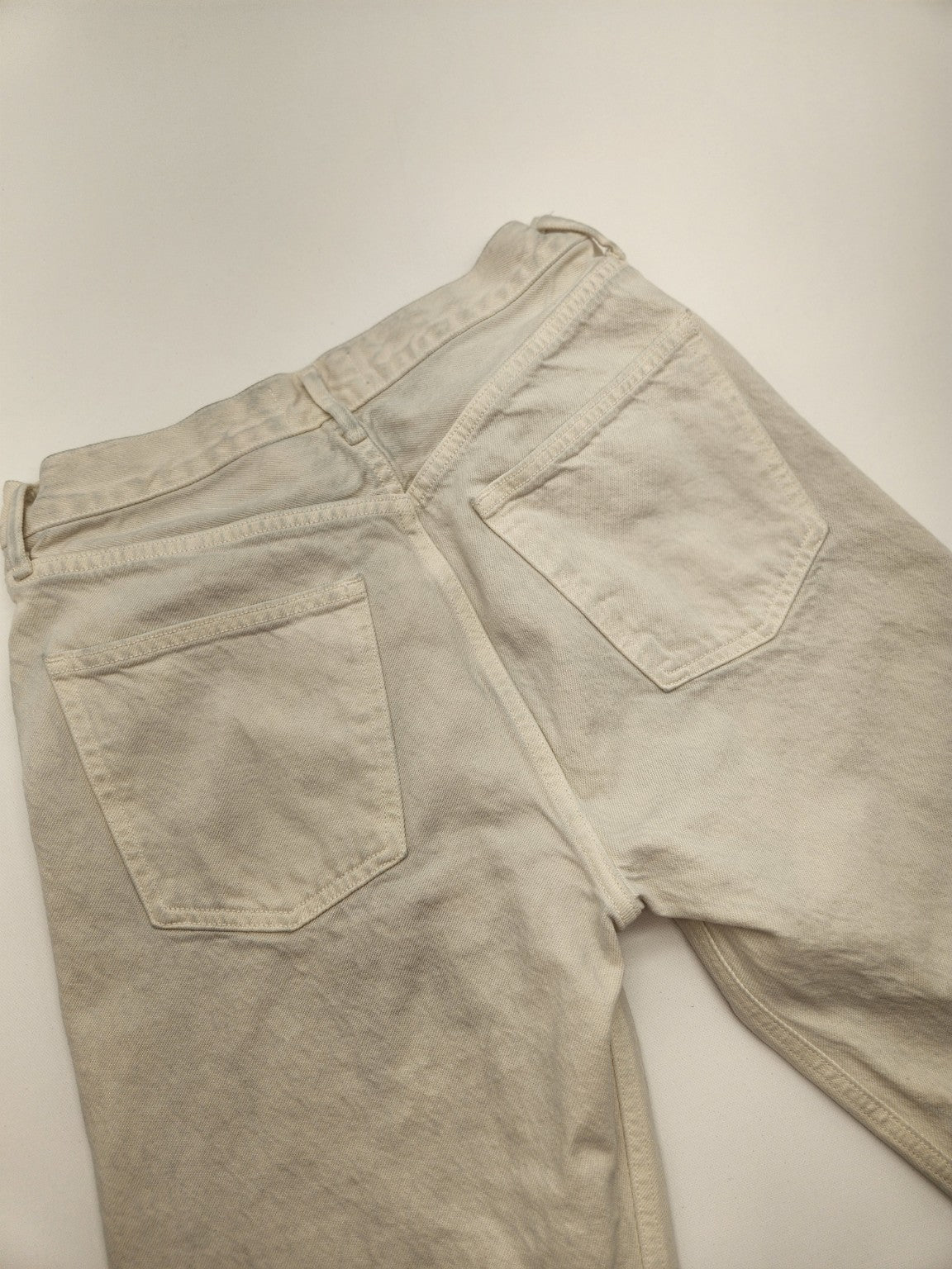 AGOLDE Women's High Rise Straight Leg Raw Hem Jeans Ivory Size 28