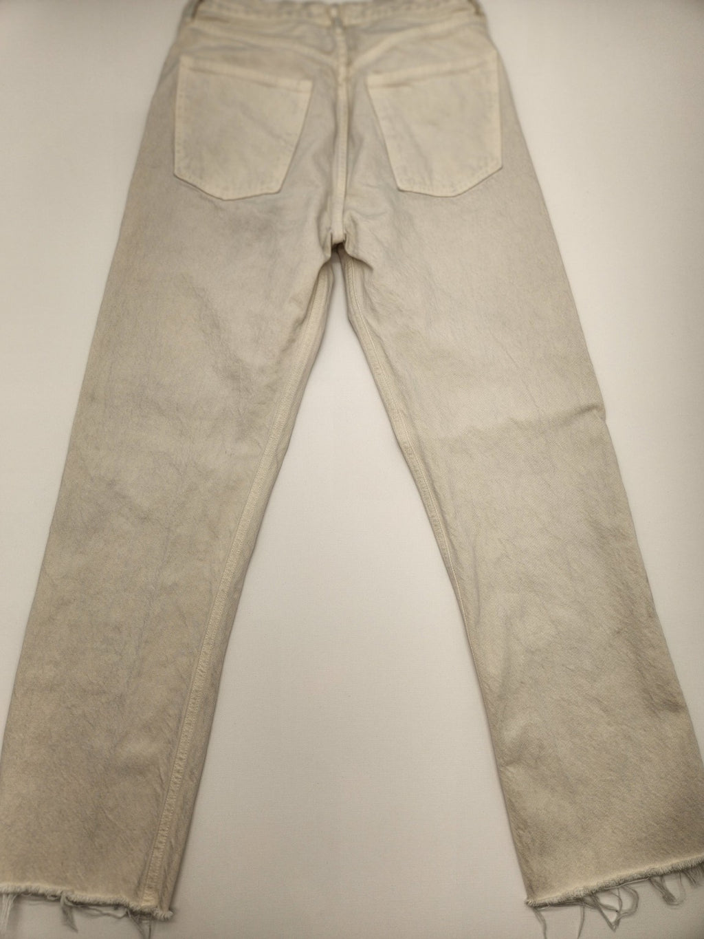 AGOLDE Women's High Rise Straight Leg Raw Hem Jeans Ivory Size 28