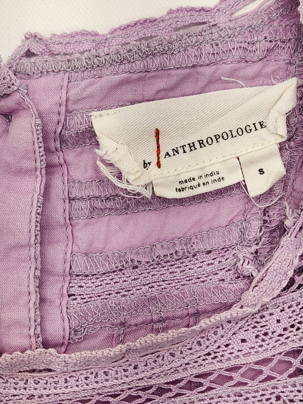 By Anthropologie Embroidered Lace Boho Blouse Purple Size Small