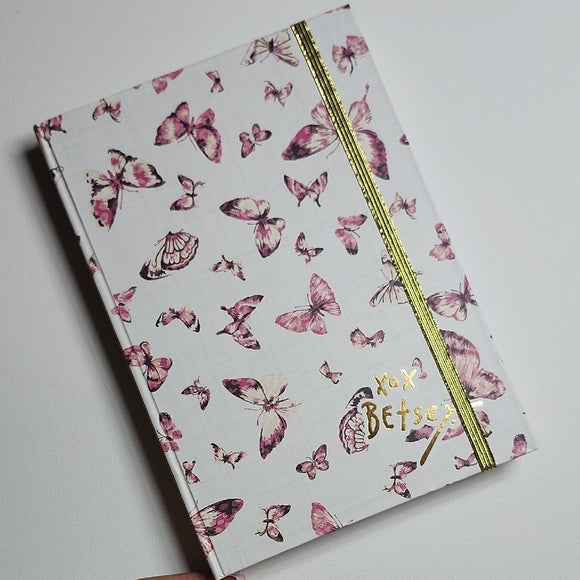 Betsey Johnson Pink Butterfly Hardcover Notebook Journal Gold Accents