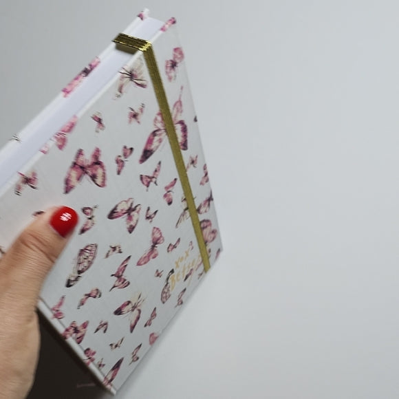 Betsey Johnson Pink Butterfly Hardcover Notebook Journal Gold Accents