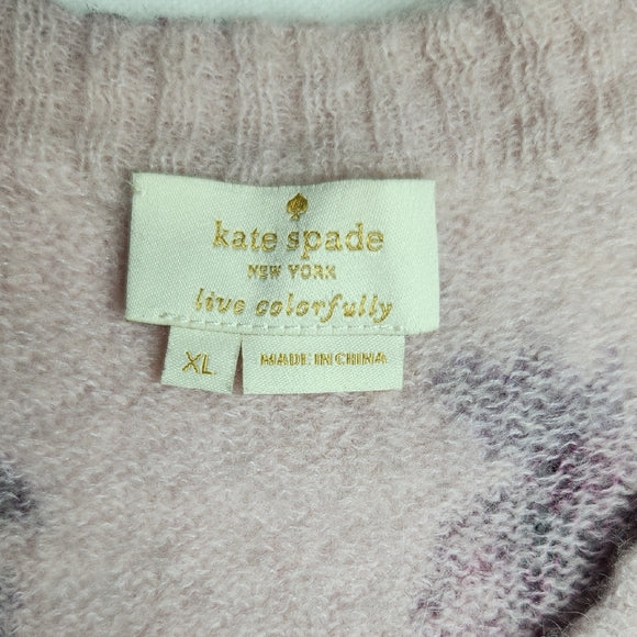 Kate Spade New York Floral Fuzzy Knit Sweater Women's XL
