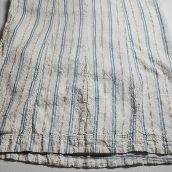 Madewell Striped Linen Blend Apron Midi Dress Women's Size Medium