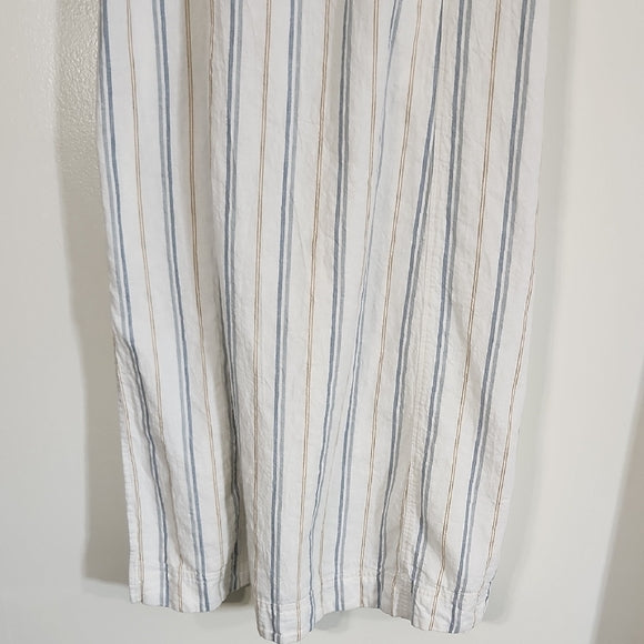 Madewell Striped Linen Blend Apron Midi Dress Women's Size Medium