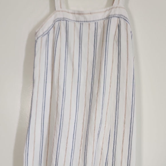 Madewell Striped Linen Blend Apron Midi Dress Women's Size Medium
