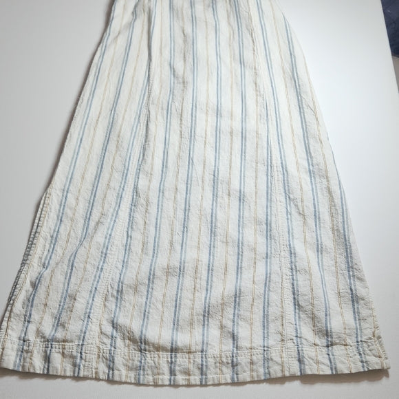 Madewell Striped Linen Blend Apron Midi Dress Women's Size Medium
