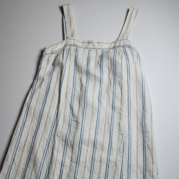 Madewell Striped Linen Blend Apron Midi Dress Women's Size Medium