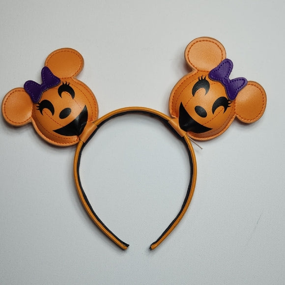 Disney Minnie Mouse Halloween Pumpkin Ears Headband Orange Purple