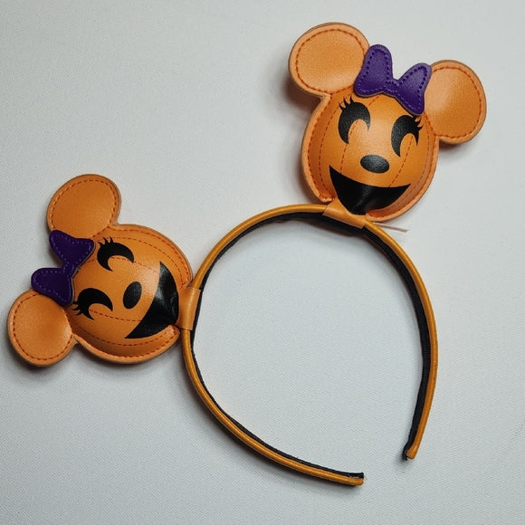 Disney Minnie Mouse Halloween Pumpkin Ears Headband Orange Purple