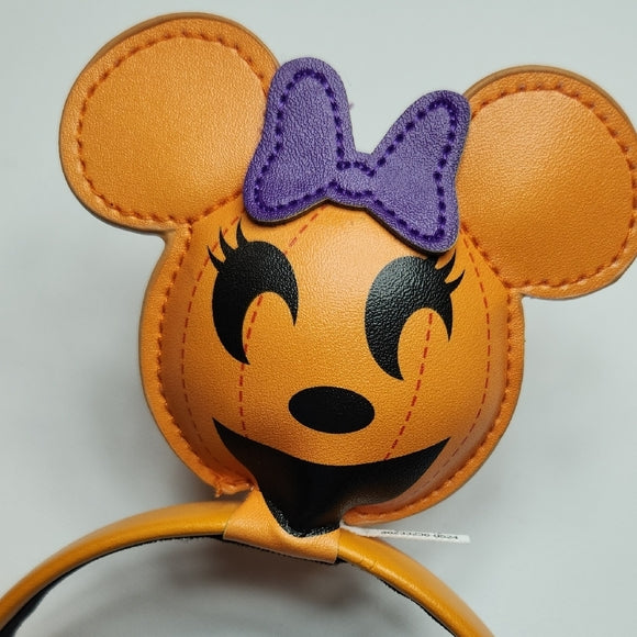 Disney Minnie Mouse Halloween Pumpkin Ears Headband Orange Purple