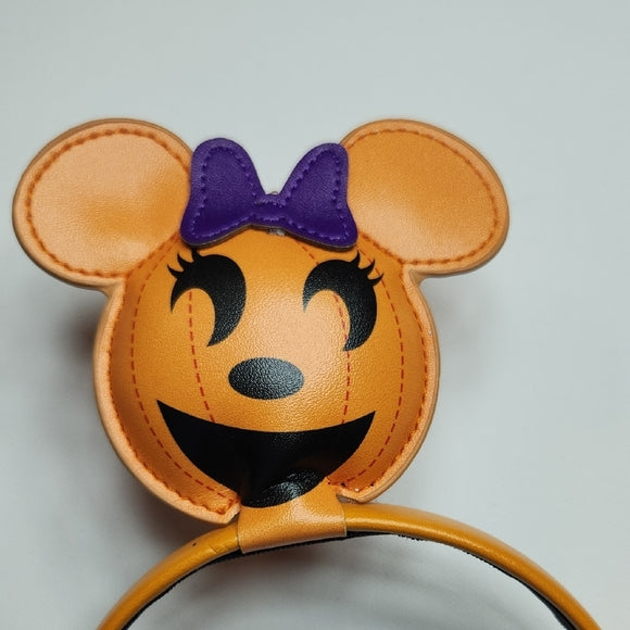 Disney Minnie Mouse Halloween Pumpkin Ears Headband Orange Purple