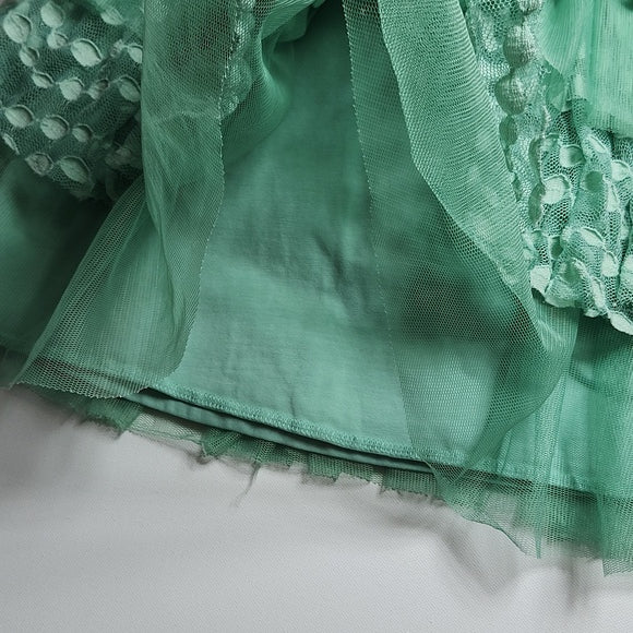 Matilda Jane Girls Floral Tiered Tulle Tutu Dress Mint Green Size 6