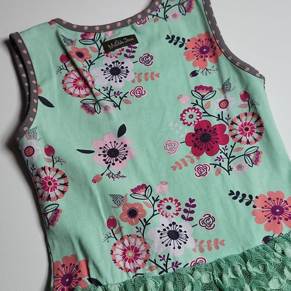 Matilda Jane Girls Floral Tiered Tulle Tutu Dress Mint Green Size 6