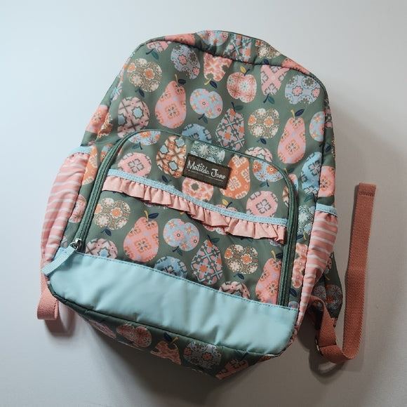Matilda Jane Girls Floral Backpack Green Coral Ruffle