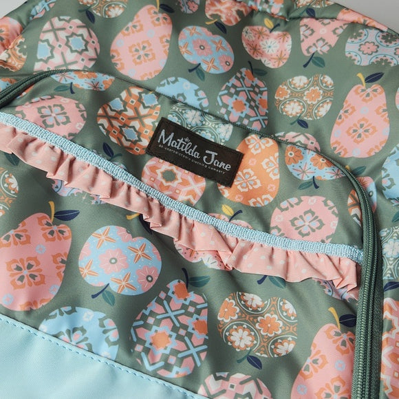 Matilda Jane Girls Floral Backpack Green Coral Ruffle