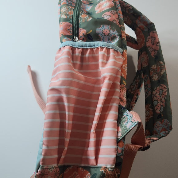 Matilda Jane Girls Floral Backpack Green Coral Ruffle