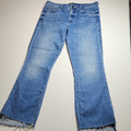 MOTHER Women's Cropped Kick Flare Raw Hem Jeans Blue Size 28