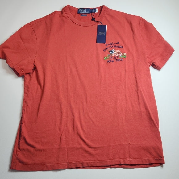 Polo Ralph Lauren Quality Goods American Flag Embroidered T-Shirt Men's Large