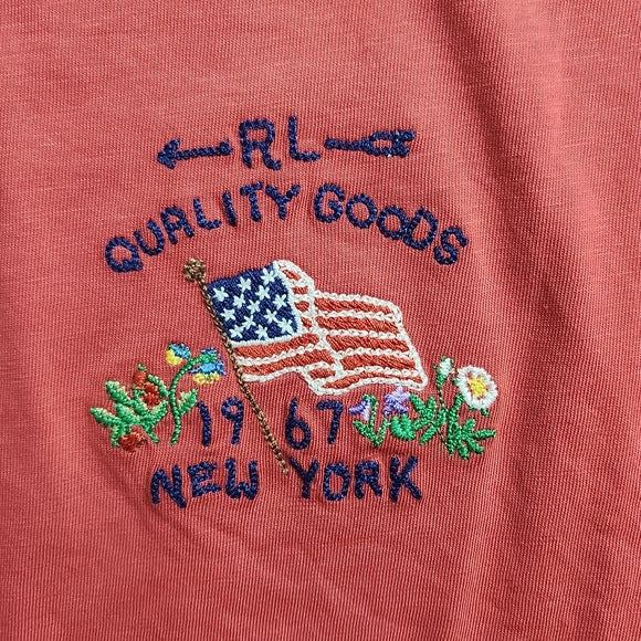Polo Ralph Lauren Quality Goods American Flag Embroidered T-Shirt Men's Large