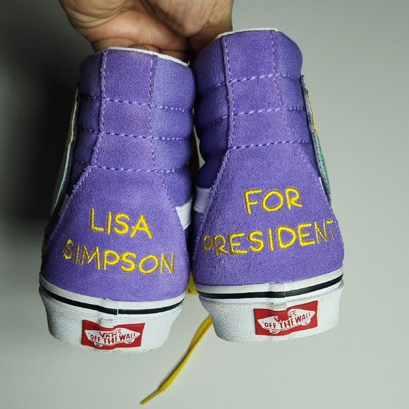 Vans x The Simpsons Lisa Simpson for President Sk8-Hi Shoes Women's 8